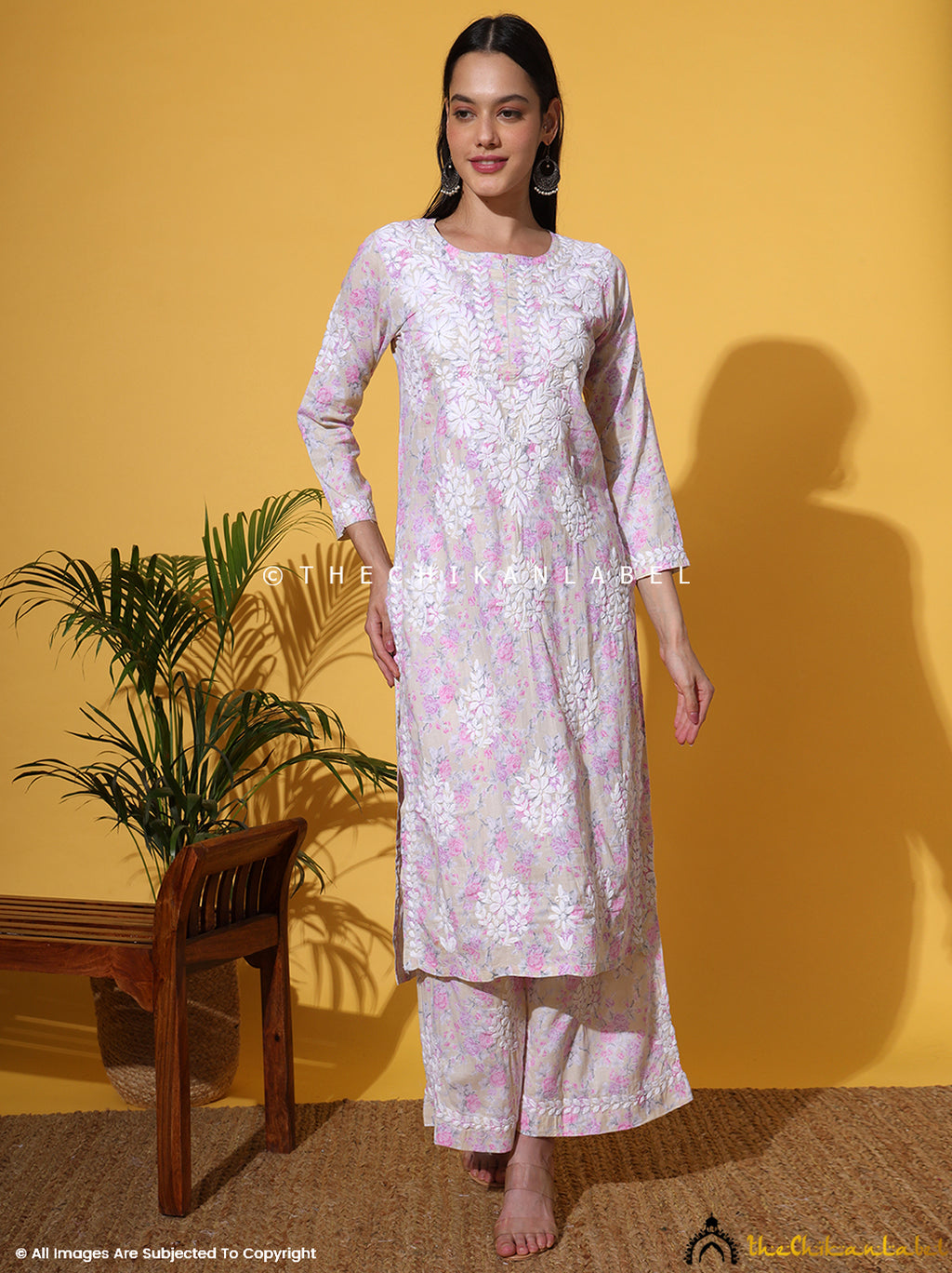 MEHEK CHIKANKARI COTTON PINK CO-ORD SET main image 0