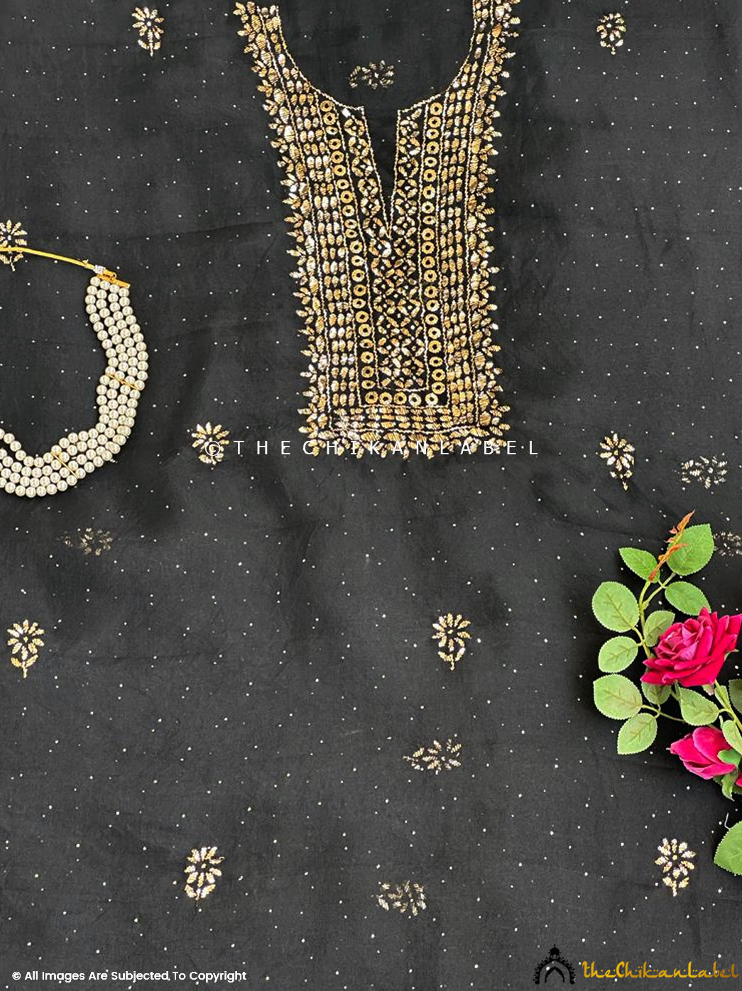 Black Isla Organza Chikankari Stitched Suit with Dupatta