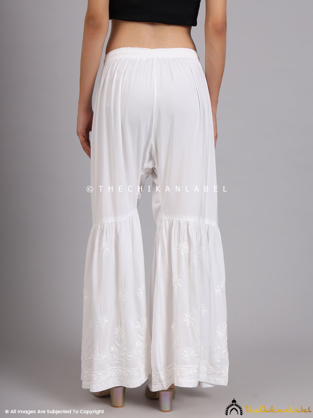 Idayat Modal Single Layer Chikankari Garara - White