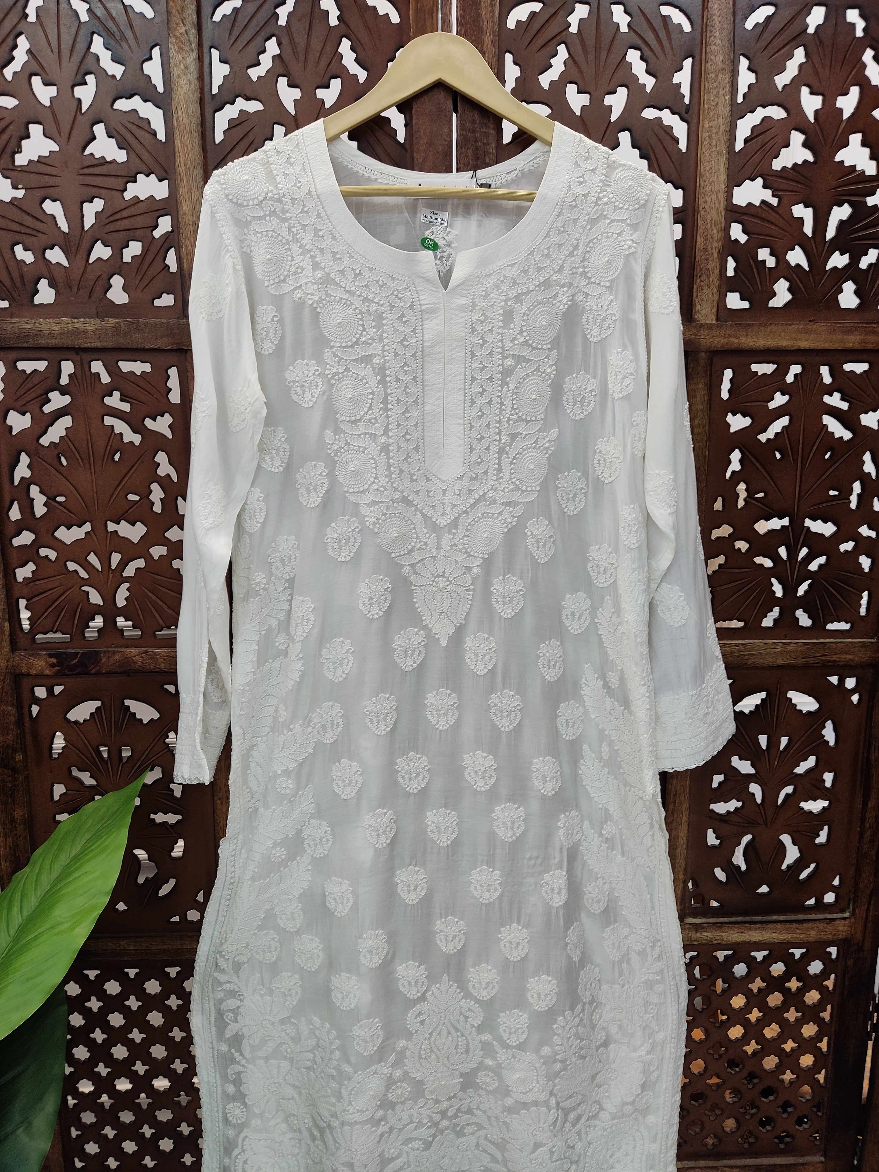White Muslin Chikankari Straight Kurti
