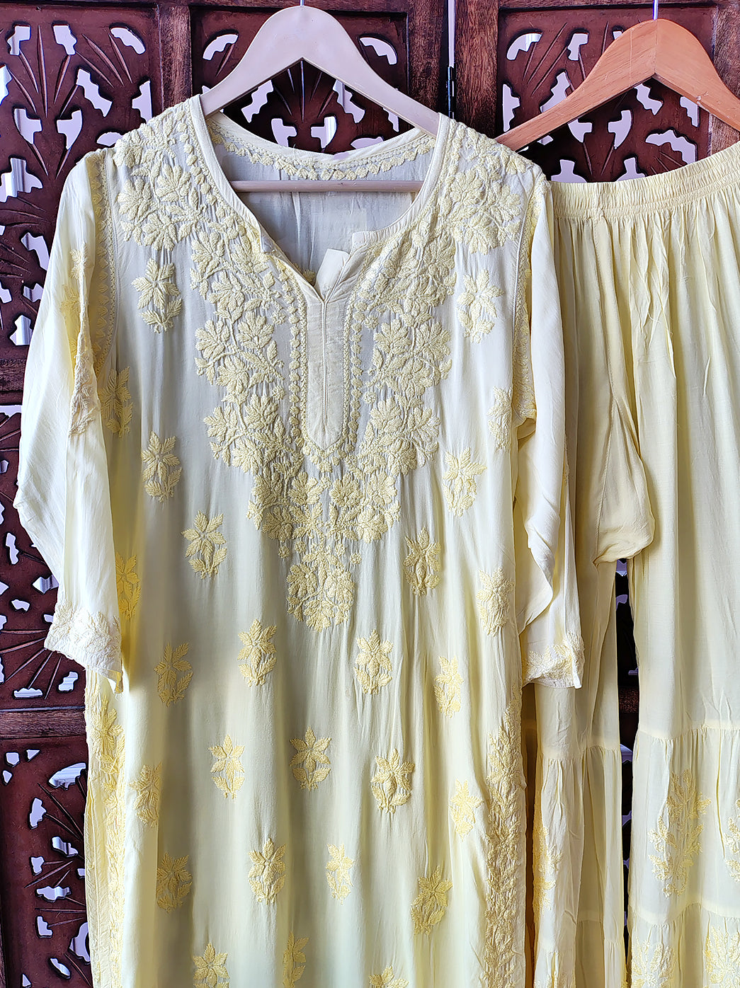Yellow Modal Chikankari Kurti Garara Set