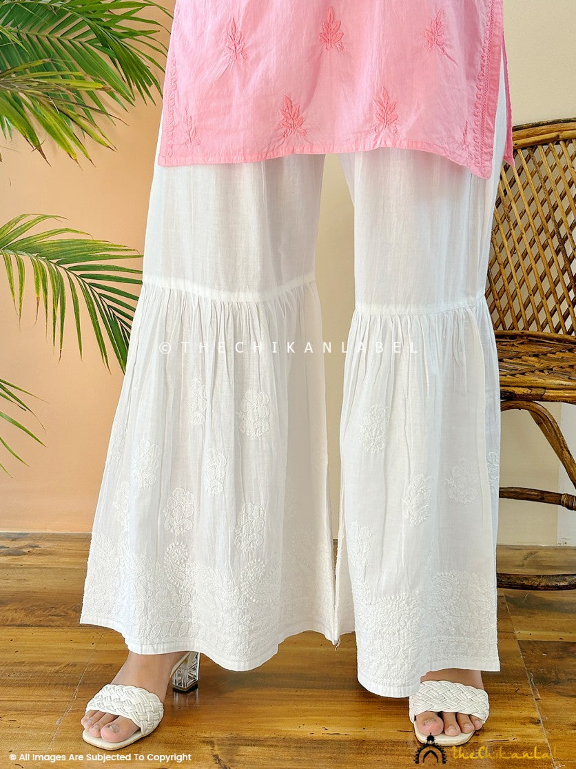 White Mahira Cotton Single Layer Chikankari Garara