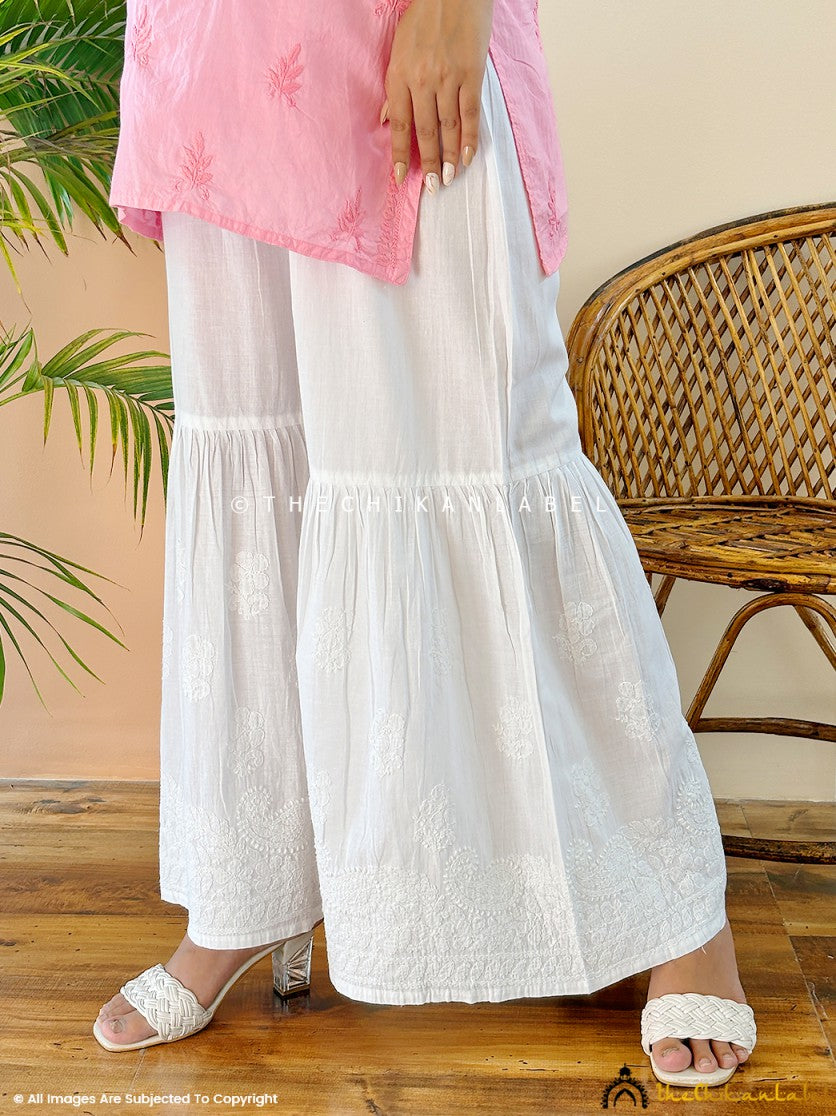 White Mahira Cotton Single Layer Chikankari Garara