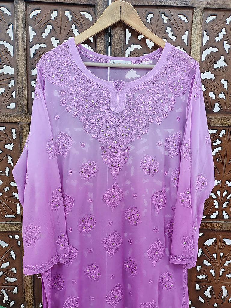Purple Viscose Chikankari Top