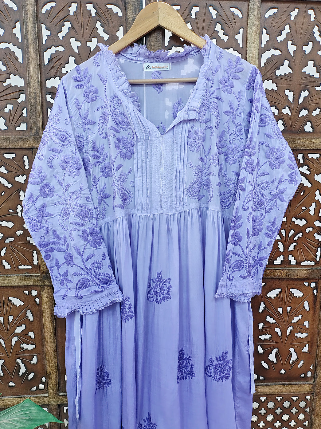 Lavender Modal Chikankari A-Line Kurti