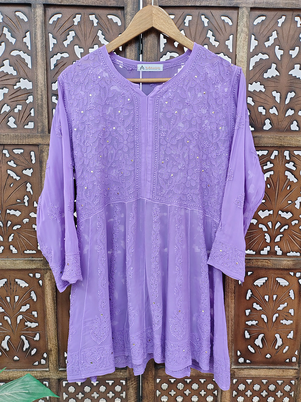 Lavender Viscose Chikankari Top