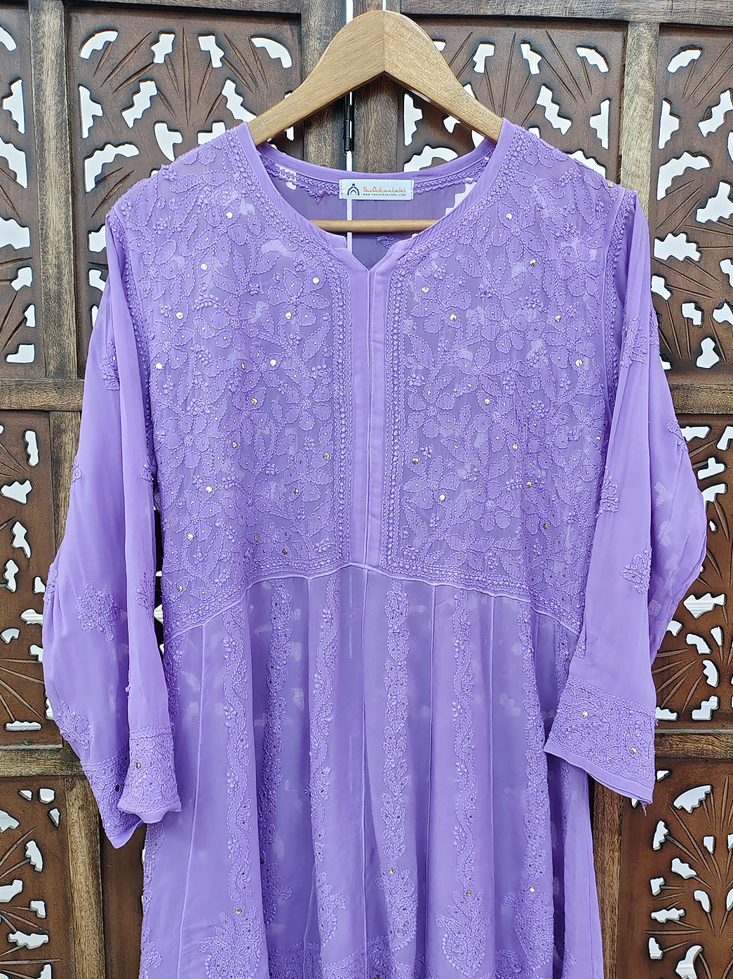 Lavender Viscose Chikankari Top