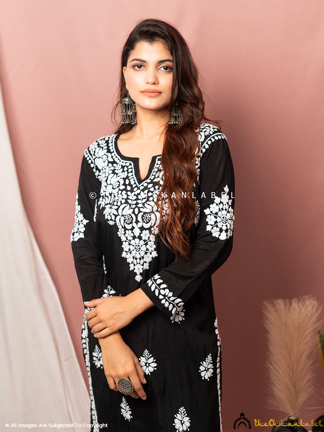 Black Nima Muslin Chikankari Straight Kurti ,Chikankari Straight Kurti in Muslin Fabric For Woman