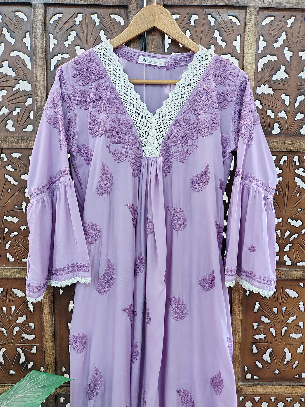 Mauve Modal Chikankari A-Line Kurti