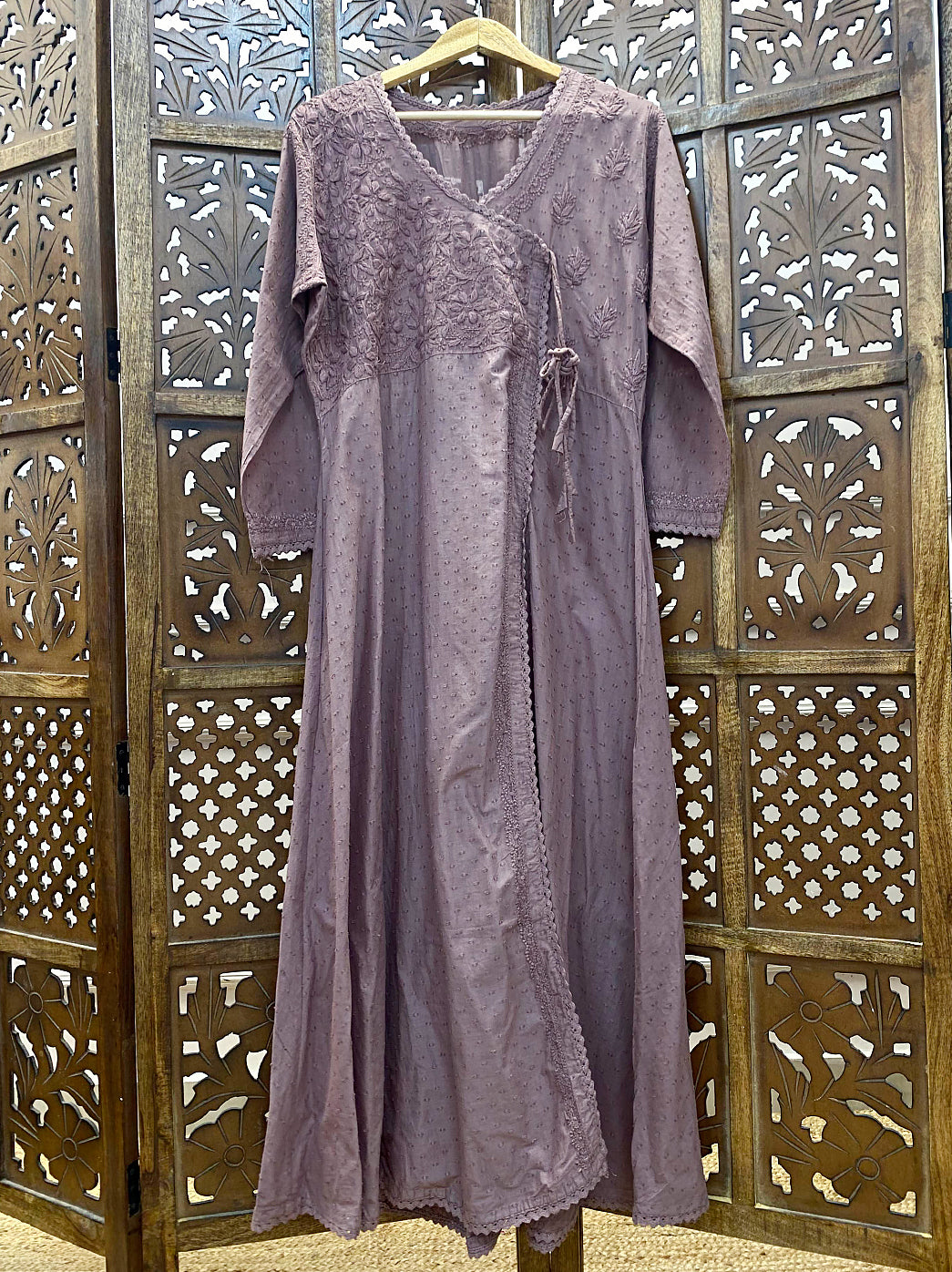 Choco Cotton Chikankari Slit Angrakha