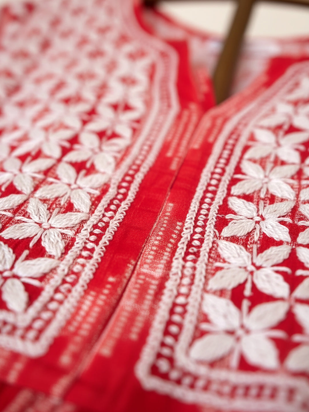 Peach Mulmul Chikankari Anarkali Kurta