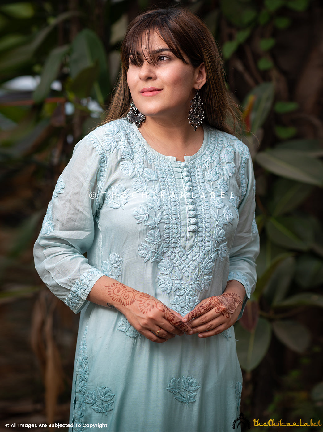 Sea Green Muslin Chikankari Straight Kurti