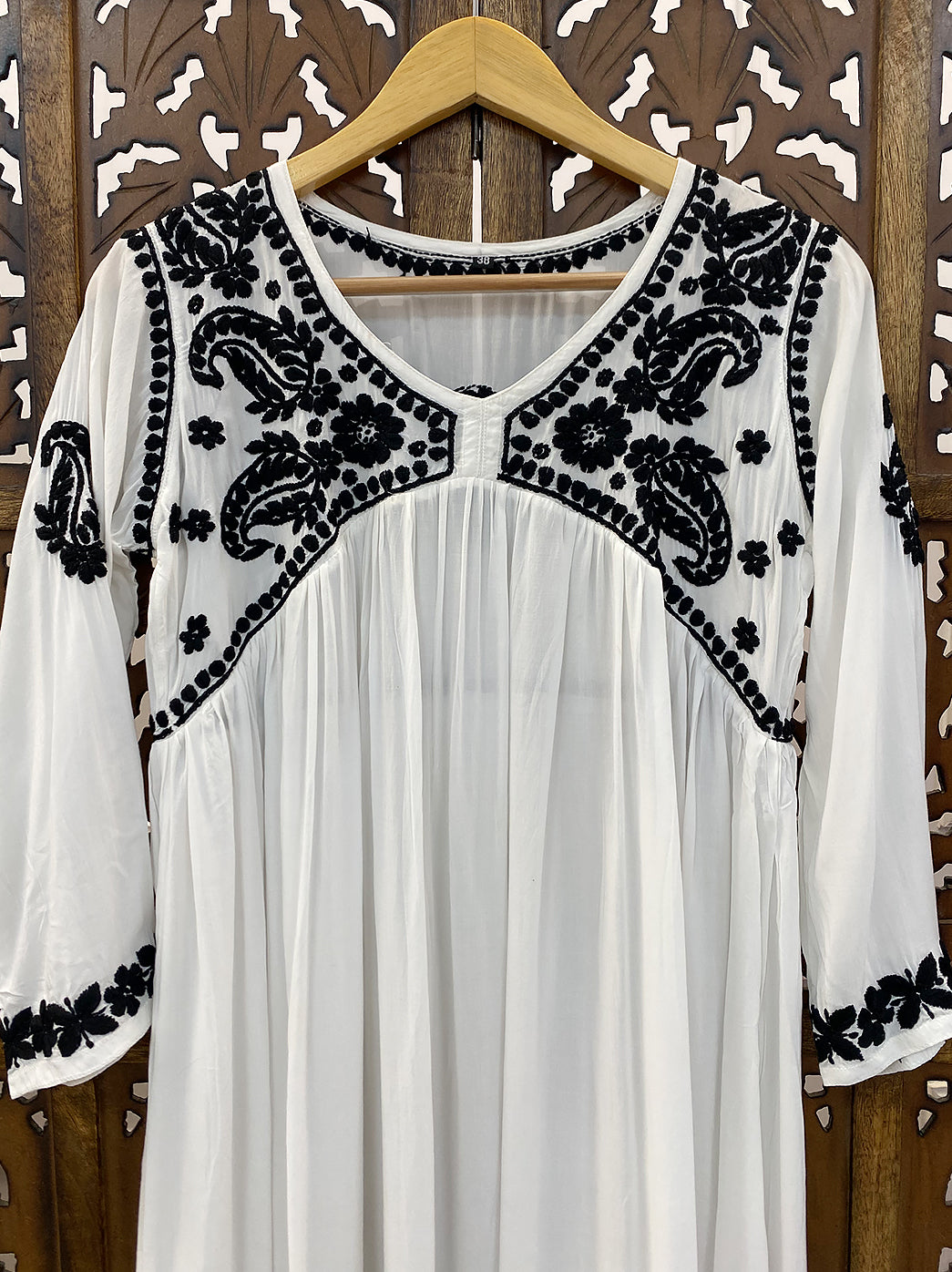 White Modal Chikankari A-Line Kurti