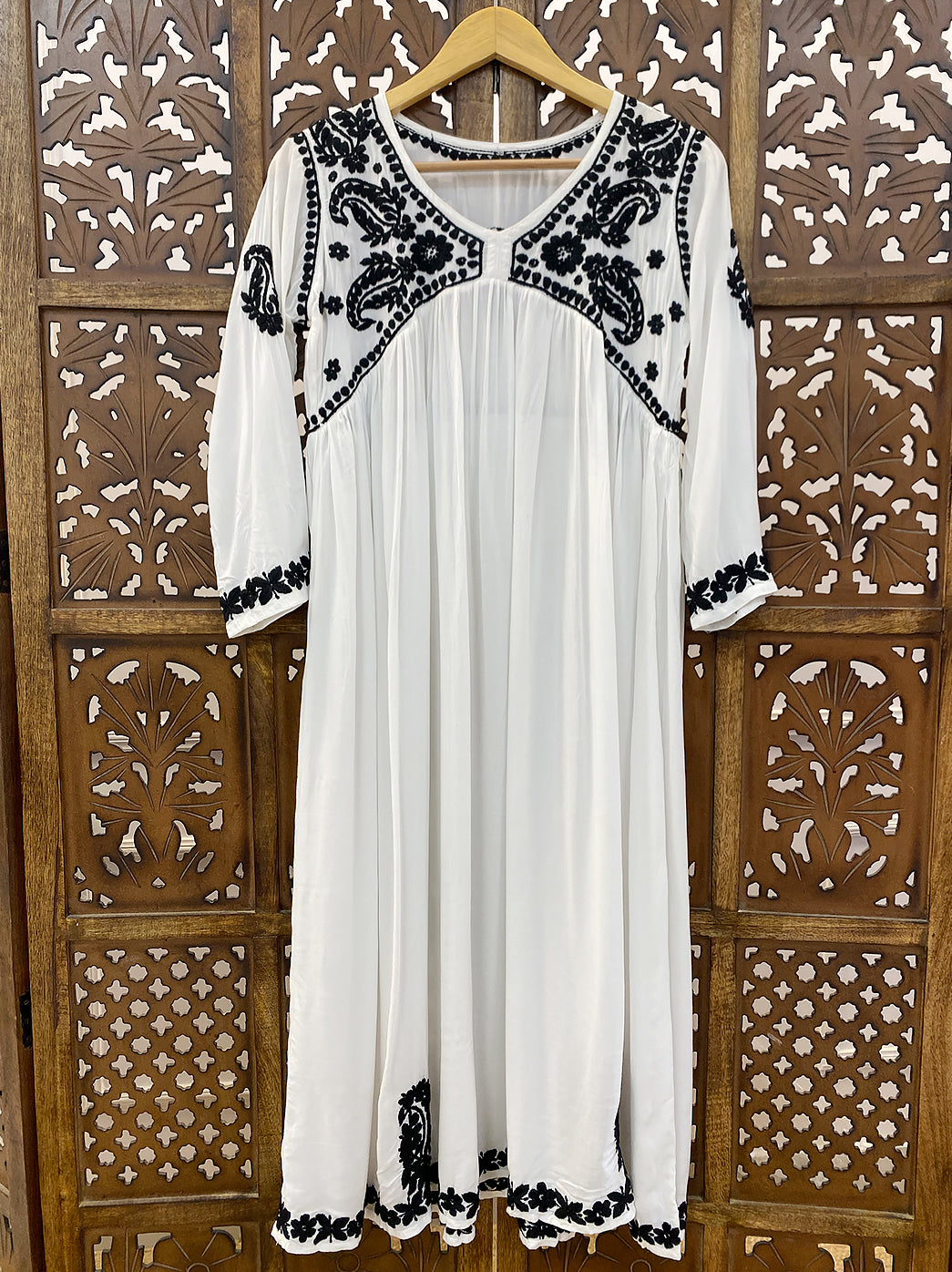 White Modal Chikankari A-Line Kurti