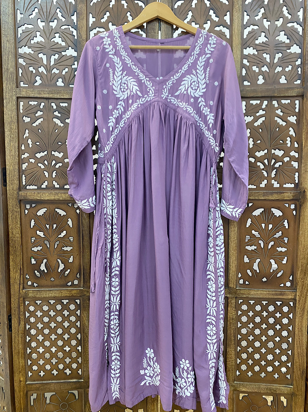 Mauve Modal Chikankari Anarkali