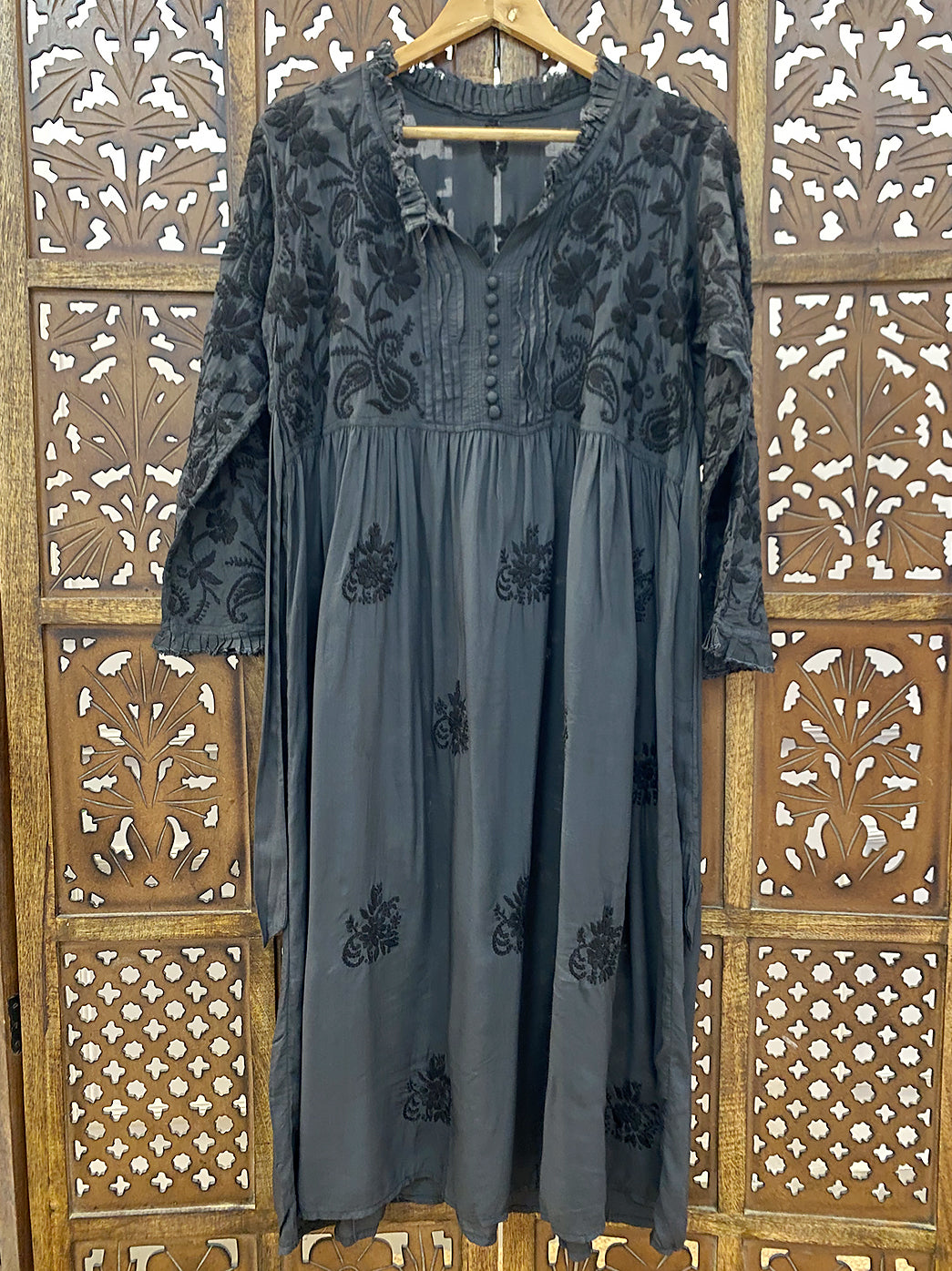 Black Muslin Chikankari Anarkali