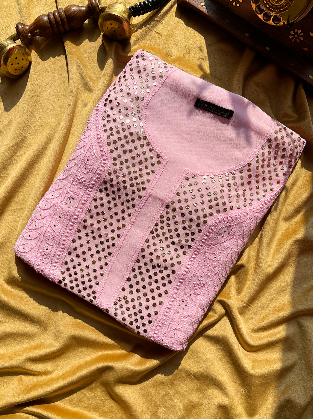 Baby Pink Arz Viscose Chikankari Un-Stitched Kurta with Dupatta
