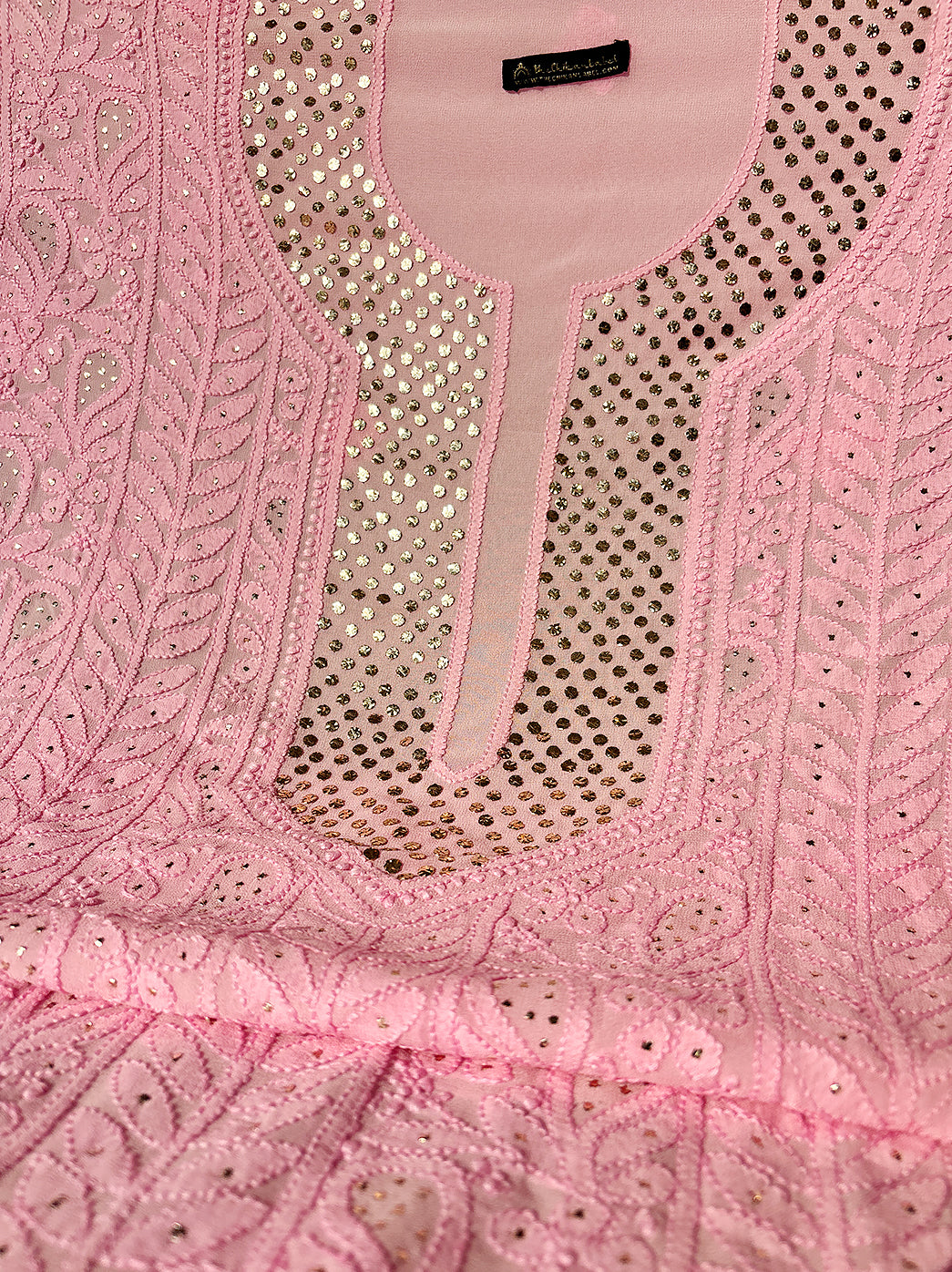 Baby Pink Arz Viscose Chikankari Un-Stitched Kurta with Dupatta