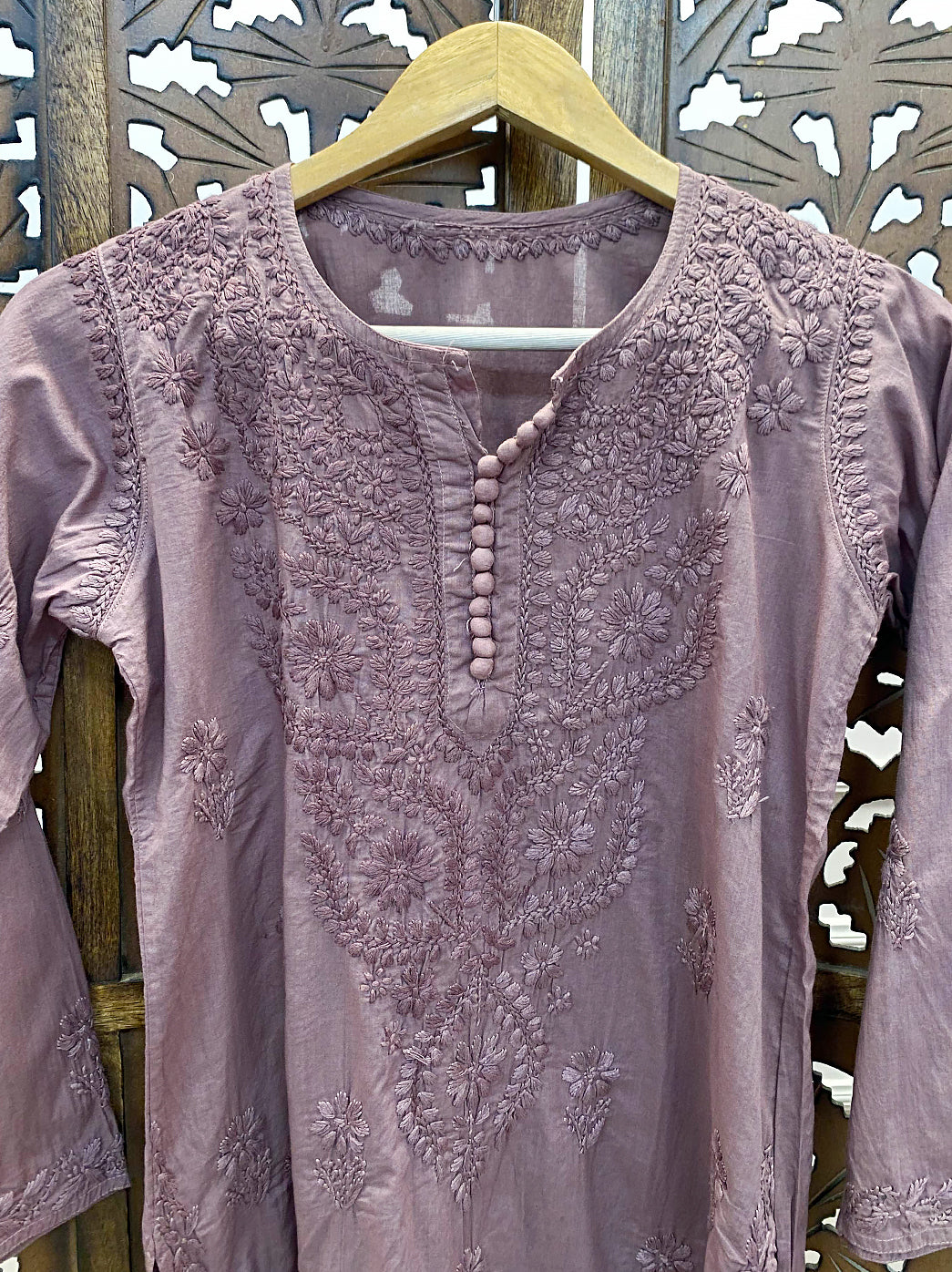Choco Cotton Chikankari Short Kurti