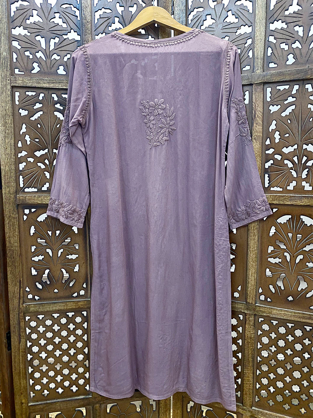 Choco Rayon Chikankari Straight Kurti