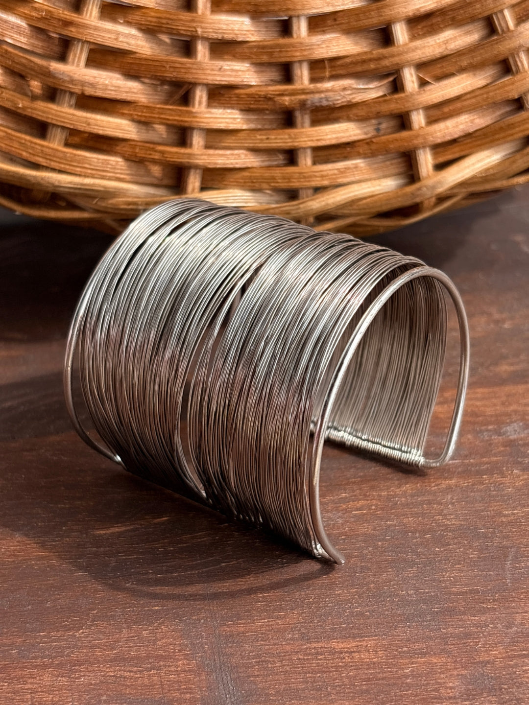 Taarika Oxidised Silver-Tone Broad Multi-Layer Bangle Cuff
