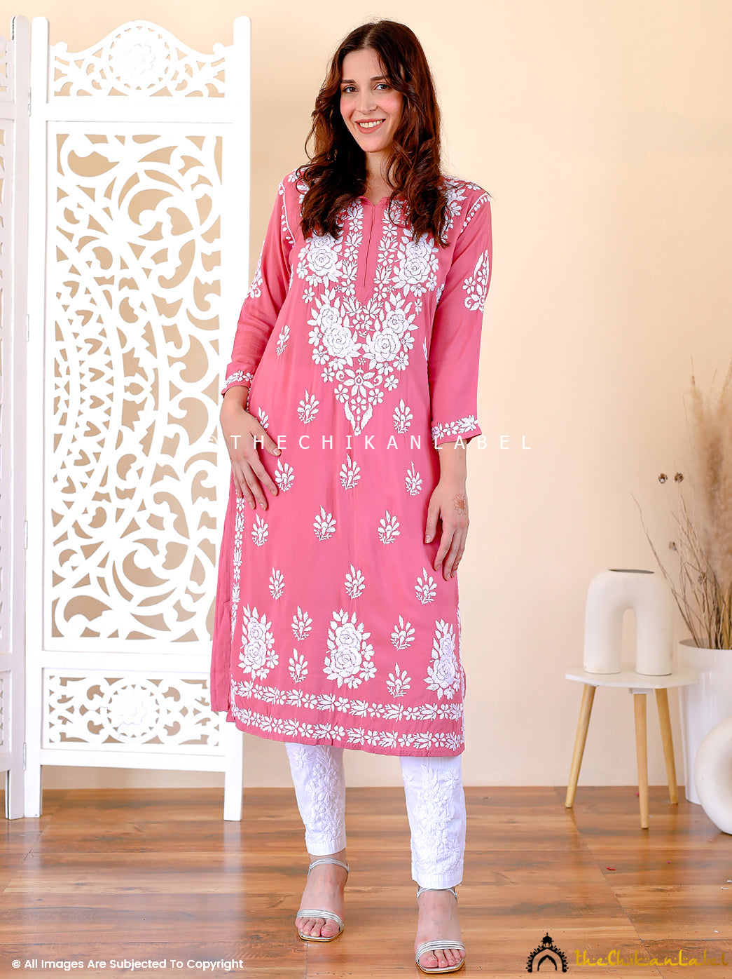 Coral Masoom Modal Chikankari Straight Kurti