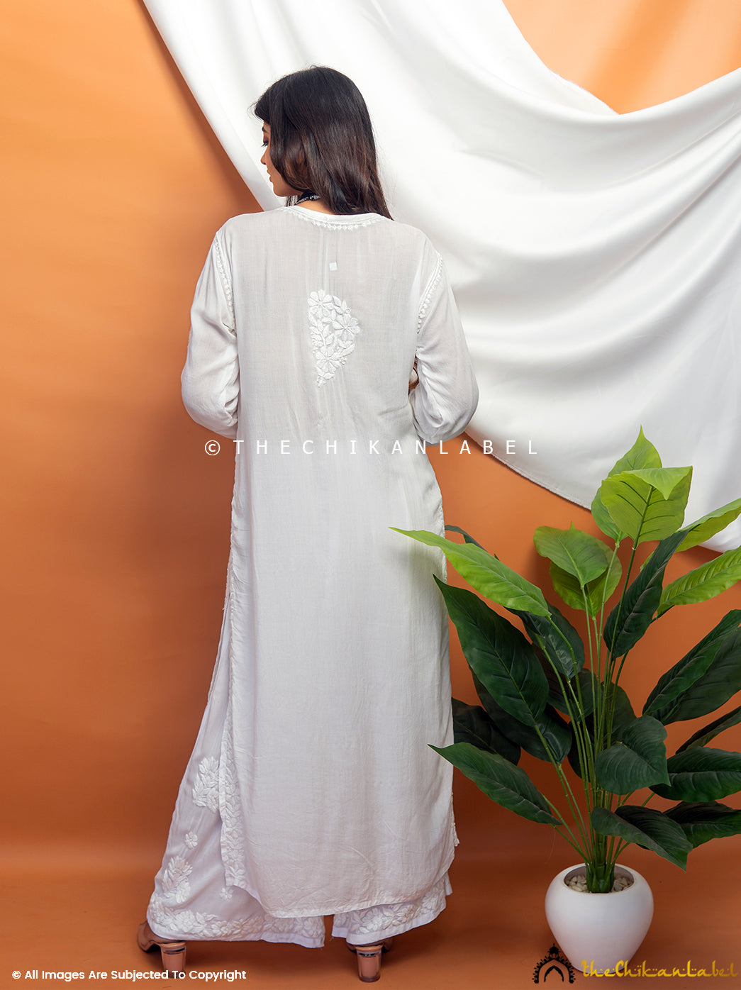 White Ezrah Modal Chikankari Straight Kurti , Chikankari Straight Kurti in Modal Fabric For woman