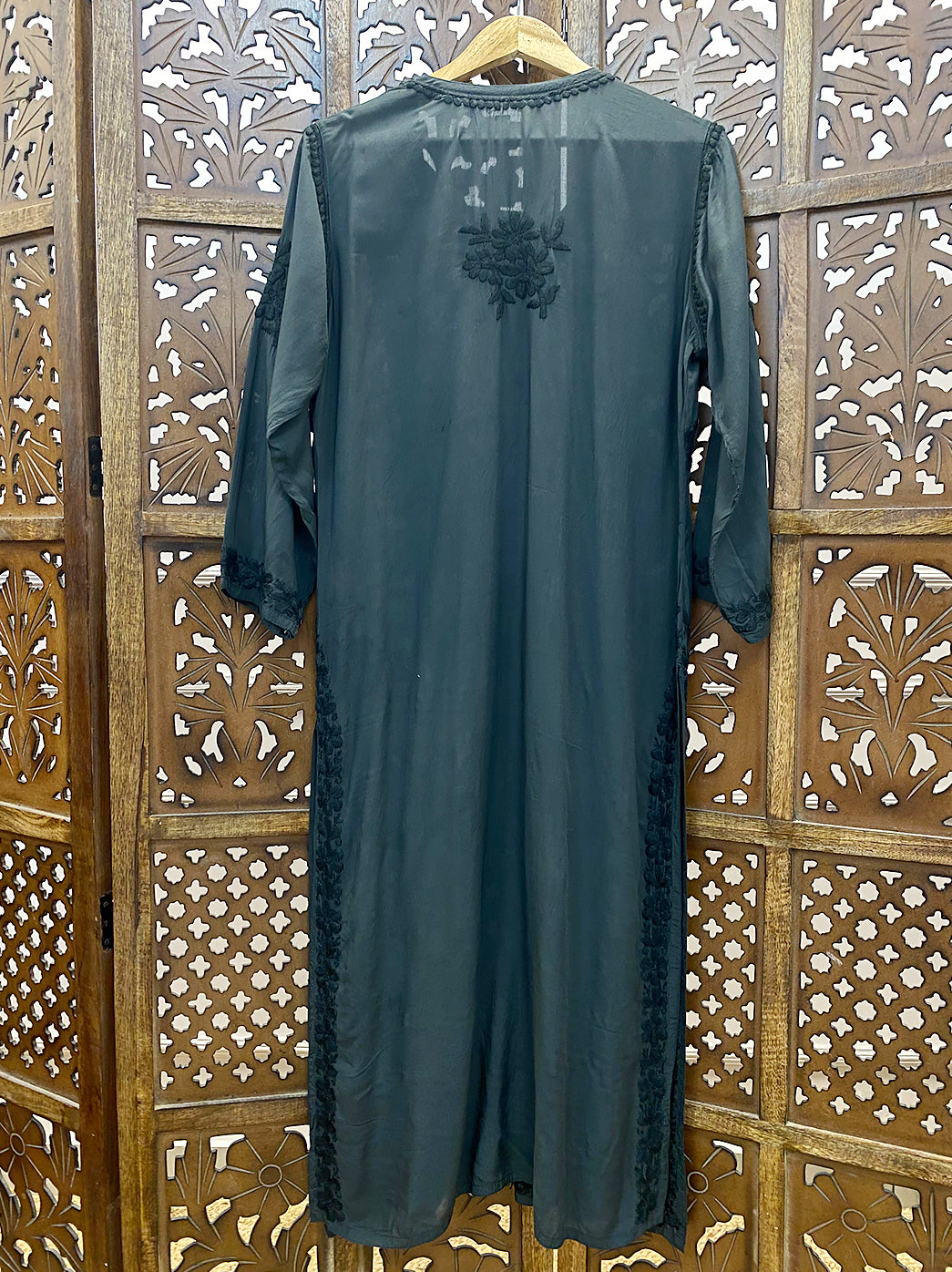 Black Modal Chikankari Straight Kurti