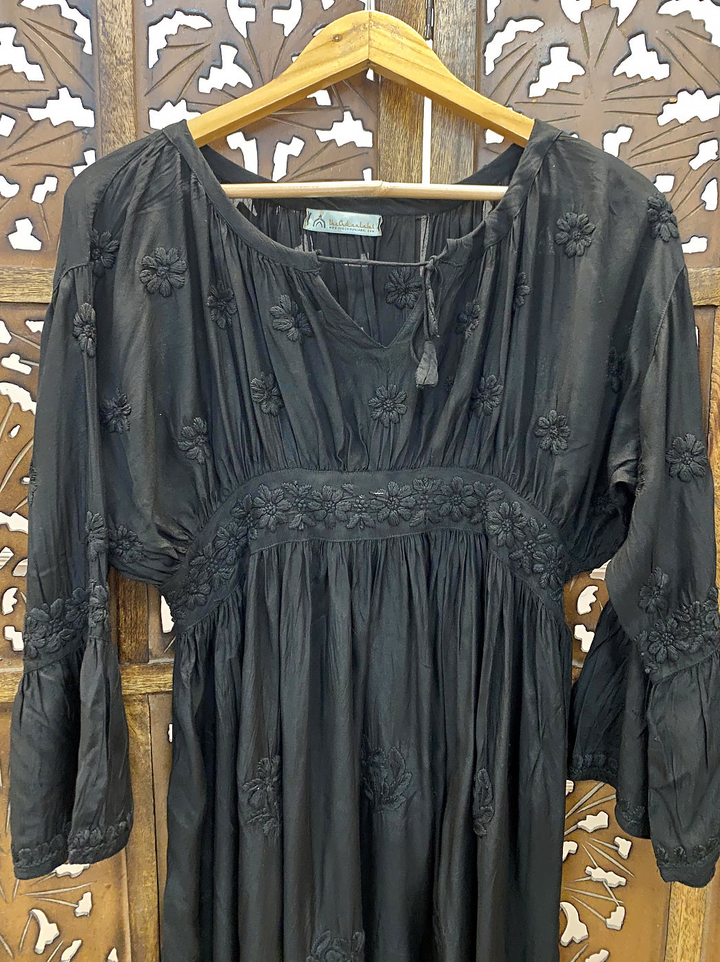 Black Muslin Chikankari A-Line Kurti