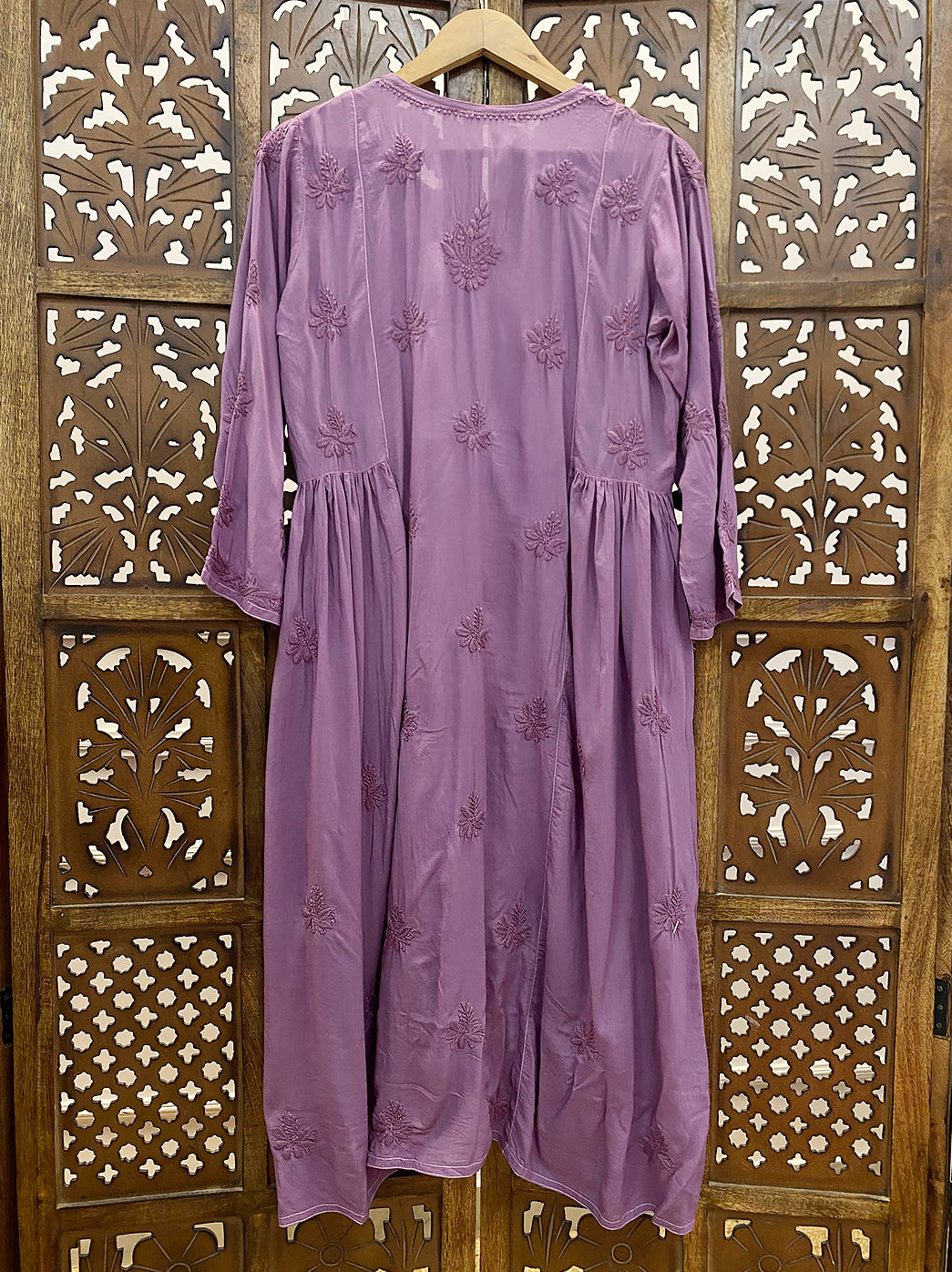 Mauve Modal Chikankari A-Line Kurti