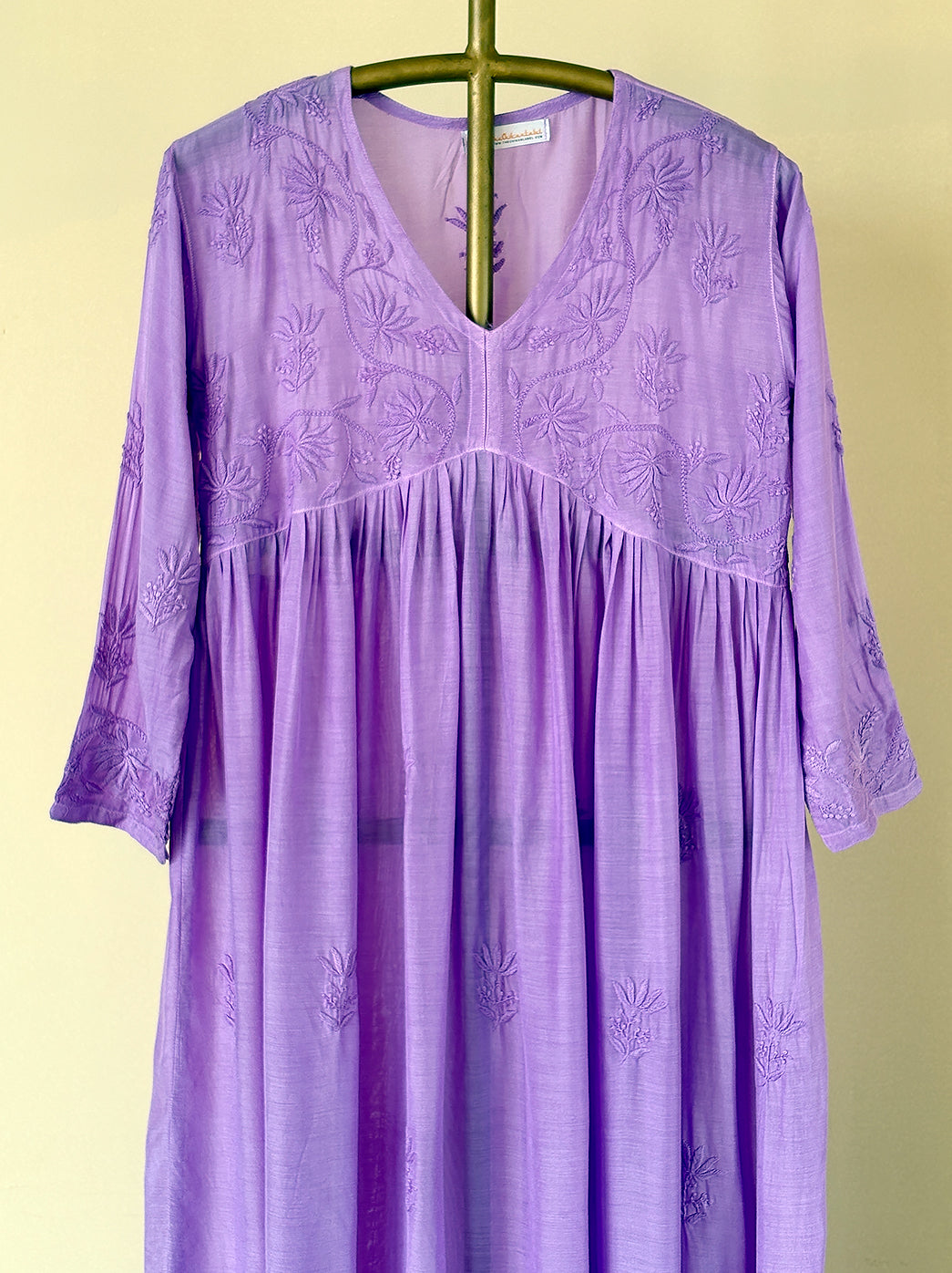 Alia Muslin Chikankari Anarkali - Lavender