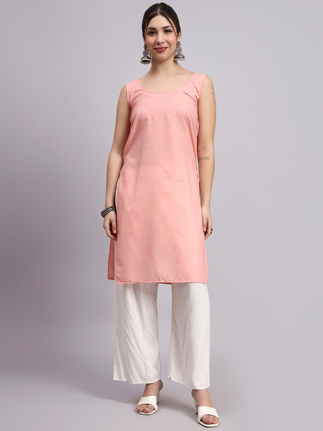 Elegant Chikankari cotton kurti with straight cut design and breathable fabric ideal for office wear and casual outings