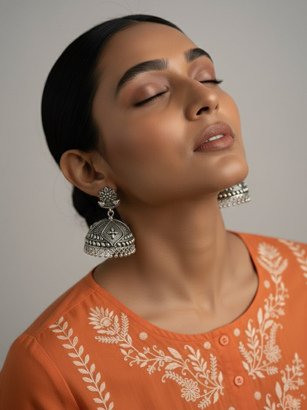 Oxidized Silver Jhumki Earring