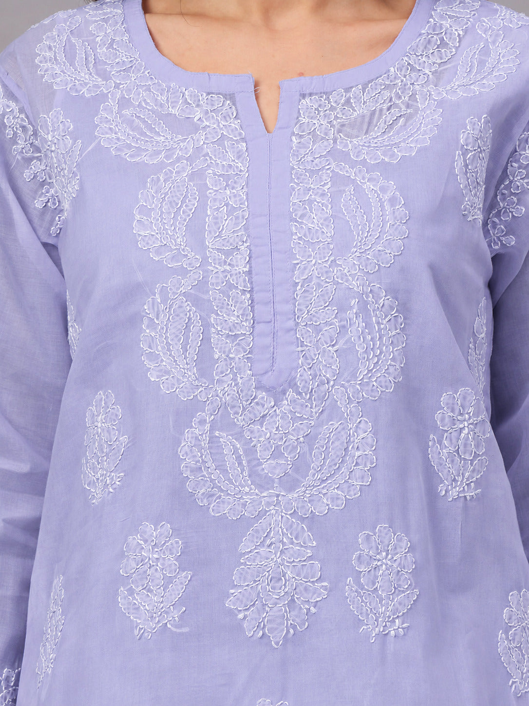 Premium Cotton kurta with inner featuring intricate handcrafted Chikankari embroidery, breathable cotton fabric, and a flattering straight silhouette for everyday elegance.