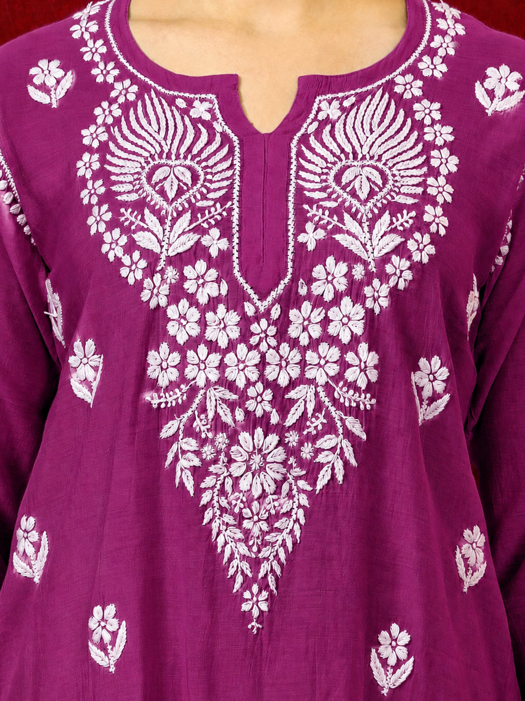 Alina Chanderi Chikankari Kurta Farshi Salwar Set - Hot Pink