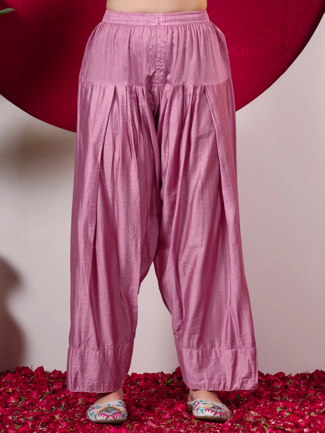 Alina Chanderi Chikankari Kurta Farshi Salwar Set - Mauve