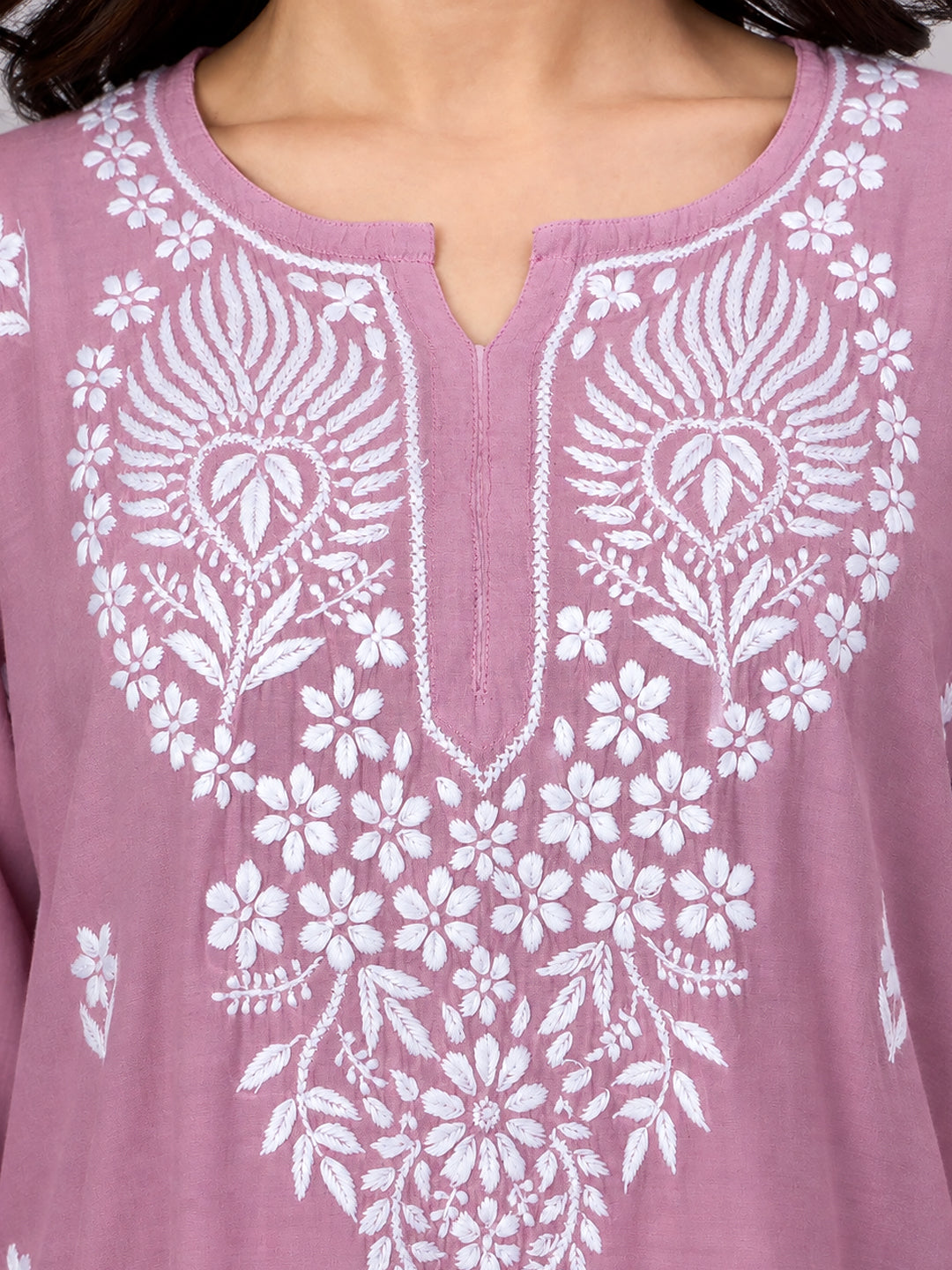 Alina Chanderi Farshi Set featuring detailed Chikankari embroidery on the kurta with a relaxed farshi-style bottom for elegant regular and festive wear.