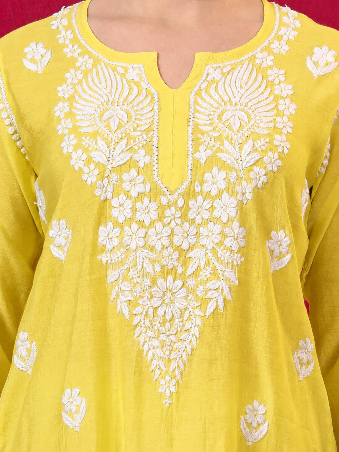 Alina Chanderi Chikankari Kurta Farshi Salwar Set - Yellow