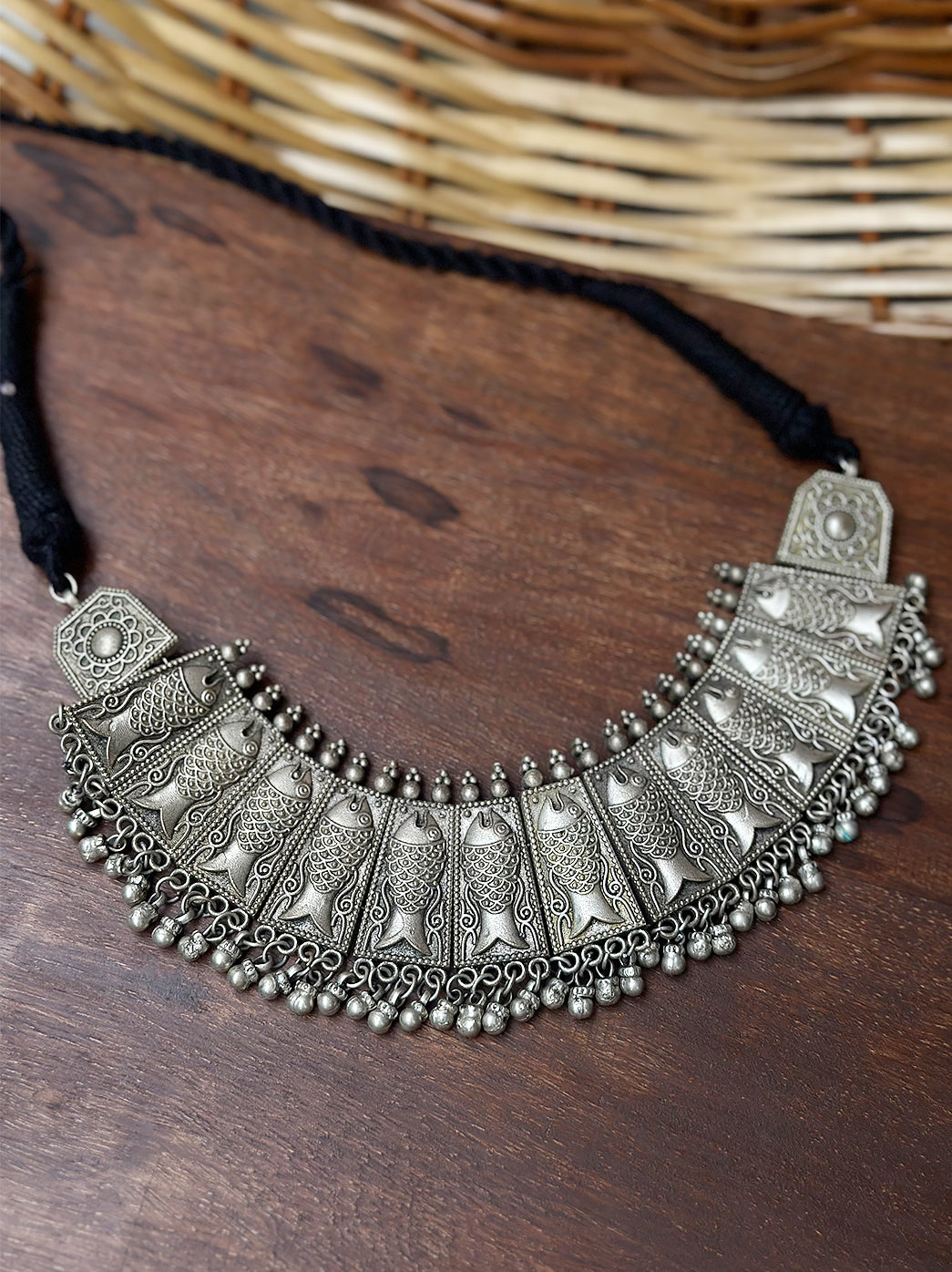 Artisan Brass Mixed Metal Necklace – Handmade Ethnic Jewelry