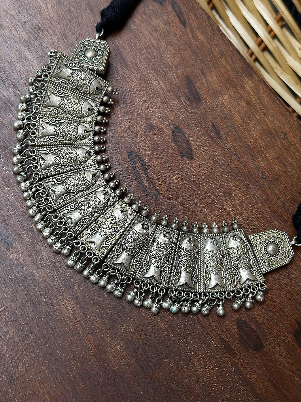 Artisan Brass Mixed Metal Necklace – Handmade Ethnic Jewelry