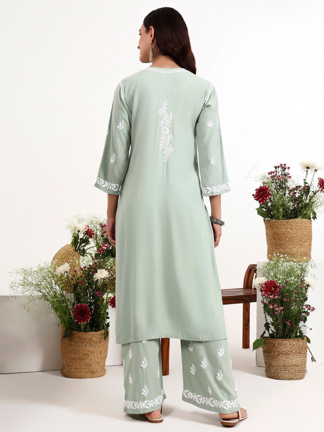 Versatile chikankari kurta set suitable for workwear and casual ethnic outfits