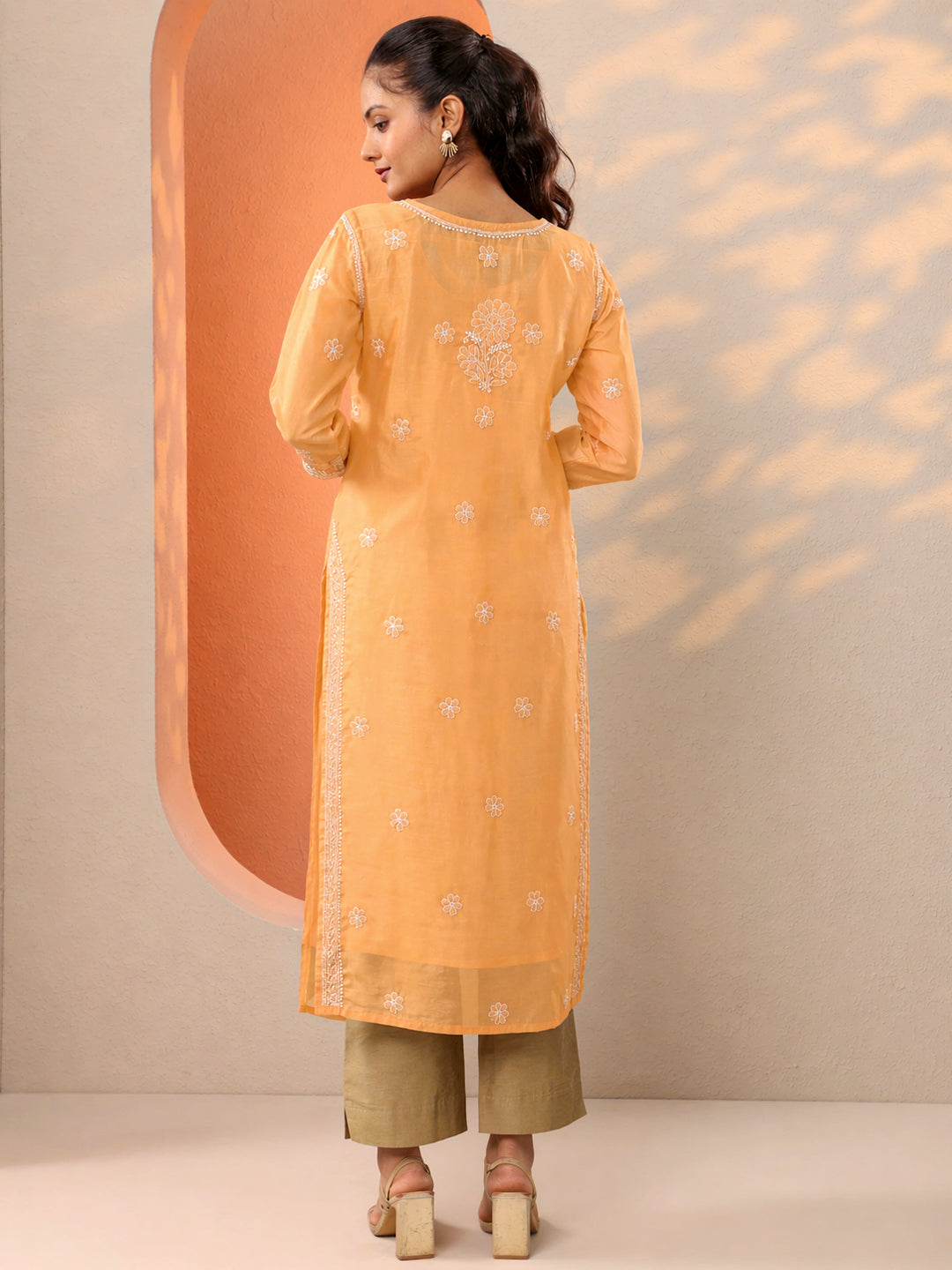 Trending kurta design with classic chikankari patterns crafted in breathable vira cotton fabric for daily use