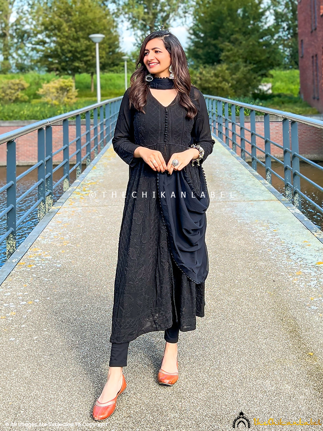 Black Naveli Slit Chikankari Kurti ,Chikankari Kurti in Slit Fabric For Woman