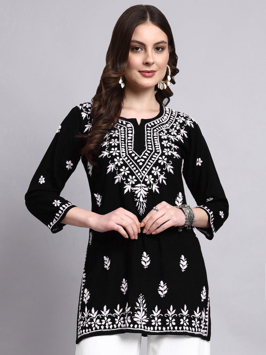 Lightweight handmade chikankari short top designed for daily wear, work wear, and casual outings
