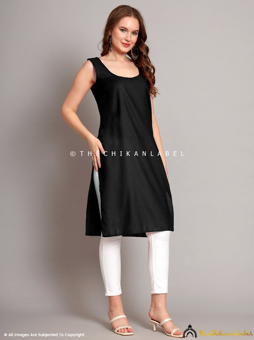 Cotton Camisole Inners for Kurtis & Kurta Black