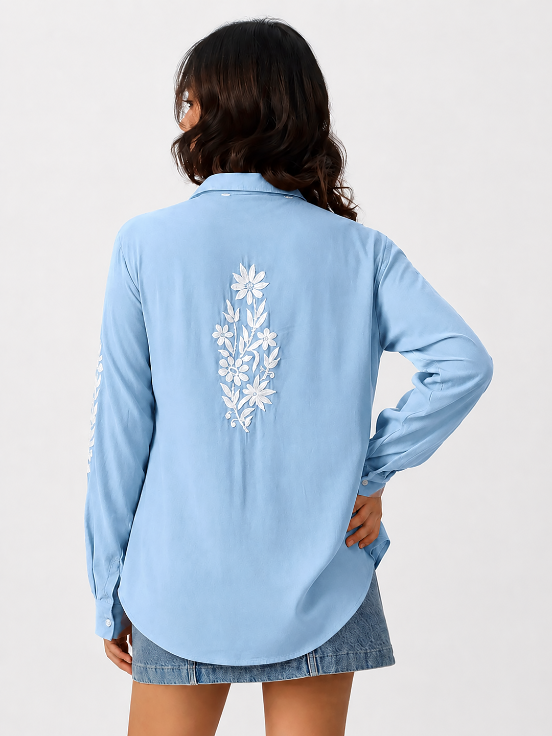 Anvika Rayon Chikankari Shirt - Powder Blue