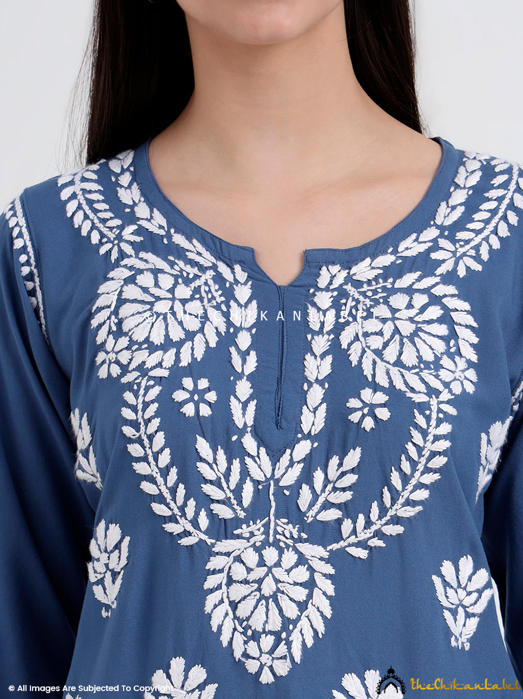 Viral chikankari short top made from soft rayon with intricate embroidery, ideal for fashion-forward women who love comfort with heritage aesthetics.