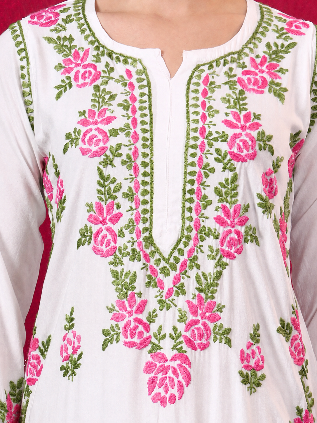 Chahak Rayon Chikankari Kurta Set - Pink