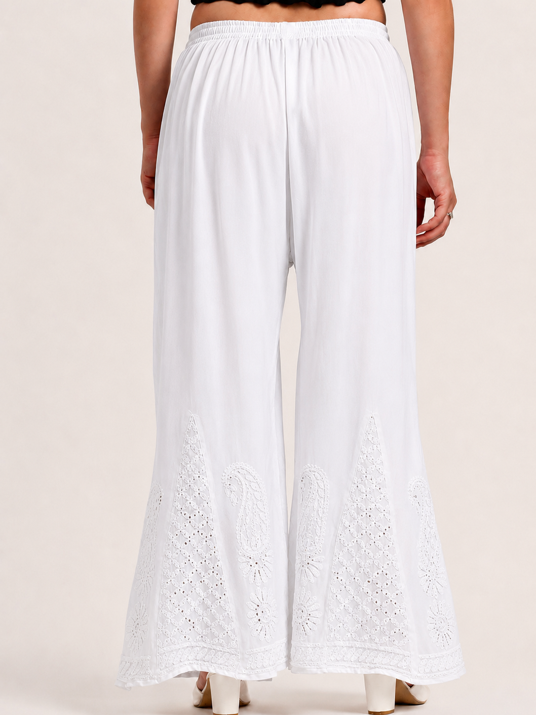 White Mukaish Work Georgette Chikankari Sharara