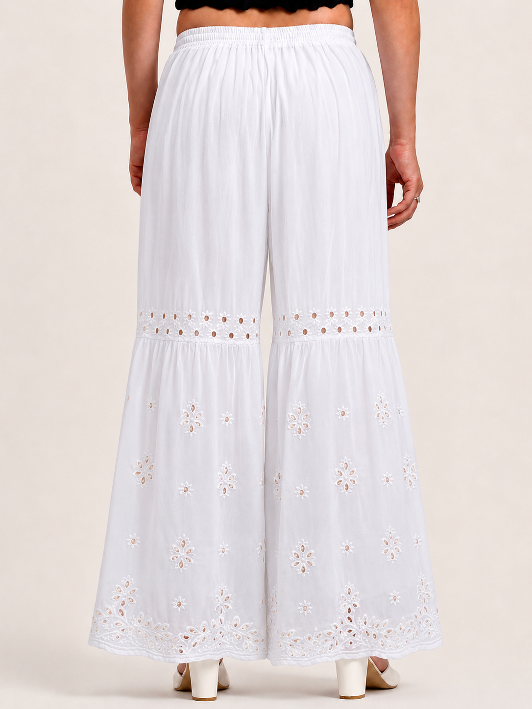 Georgette Single Layer Chikankari Garara - White